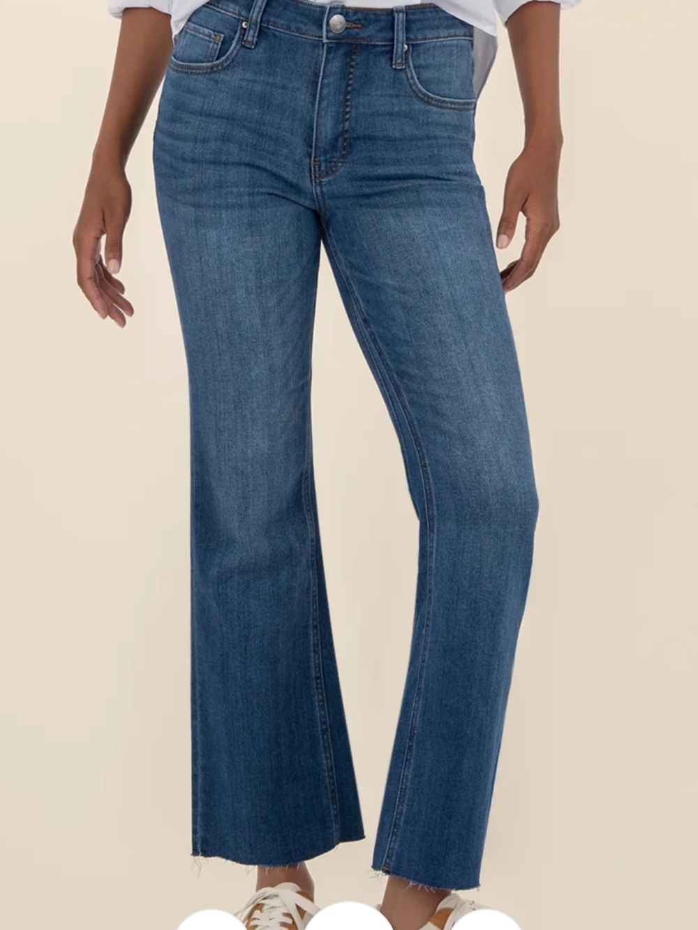 Kut from the Kloth Kelsey Mid-Rise Wide-Leg Jeans in Blue Wash